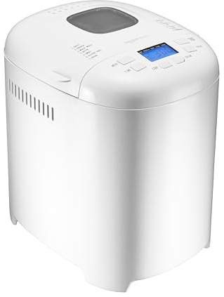 Amazon Basics Programmable Bread Maker, 2 Pound Non-Stick Automatic Bread Making Machine, 14 Settings for Breads, Doughs, Gluten-Free Options, ExpressBake, 3 Crust Colors, LCD Display, White