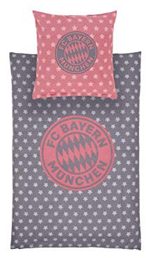 FC Bayern München Damen Bettwäsche Sterne Mädchen 135 x 200 cm, 80 x 80 cm