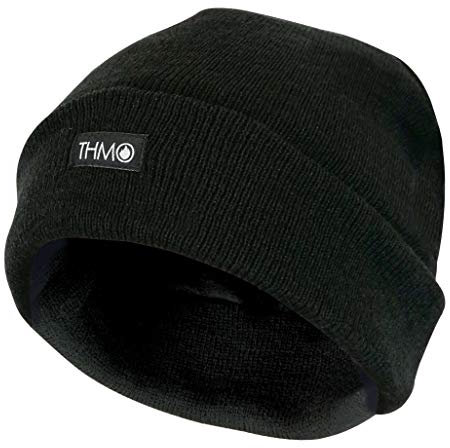 THMO - Herren Winter Warm Gestrickt Thermo Mütze Beanie mit Thinsulate 3M 40 Gram Gefüttert (One Size, Black)