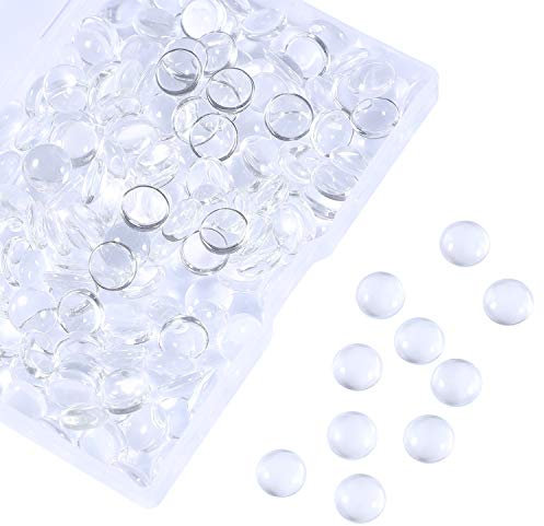 HAUTOCO 200 Stück 10 mm Glas-Cabochons rund klar Cabochons Kuppel Fliesen für Ohrringe Halskette Anhänger Ring Schlüsselanhänger DIY Handwerk Schmuckherstellung