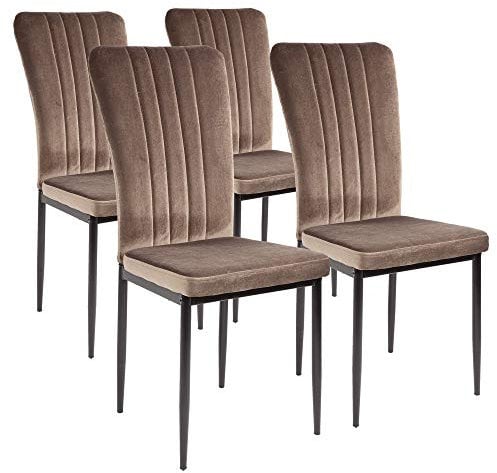 ALBATROS Esszimmerstühle mit Samt-Bezug 4er Set Modena, Braun - Stilvolles Vintage Design, Samt-Bezug, SGS geprüfter Polsterstuhl - Moderner Küchenstuhl, Stuhl Esszimmer oder Esstisch Stuhl…
