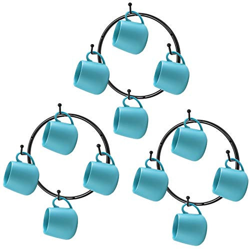 Mocoum Lot de 3 supports de tasse à café mural en métal ronds à suspendre pour tasses, tasses à café et ustensiles de cuisine