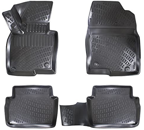 Rizline Passgenau 3D Fussmatten Auto Kompatibel mit Mazda CX-5 2 Gen 2017-2022 Auto Zubehör 1. und 2. Reihe Gummimatten Autos TPE Allwetter Geruchlos rutschfest Vorne & Hinten Schwarz