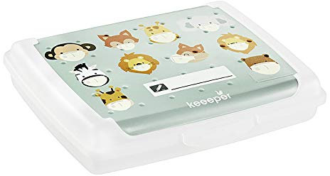 keeeper Handliche Box für Mund-/Nasenschutz, Stabiler Kunststoff (PP), Transparent, 17 x 13 x 3,5 cm