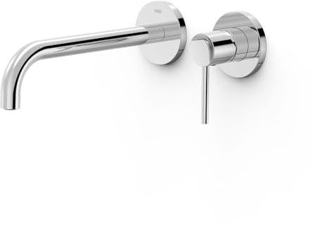 Tres Grifería - Grifo monomando empotrado para lavabo Cuerpo empotrado indivisible con amortiguadores acústicos. Junta antihumedad. Con maneta. Caño de 237 mm. - Cromo