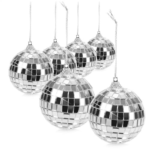 COM-FOUR® 6X Boule Disco - Boule à facettes à Suspendre - Boule Disco pour la fête - Bal de fête pour Le réveillon du Nouvel an, Anniversaire, soirée à thème - Ø 6 cm (Ø 6cm)