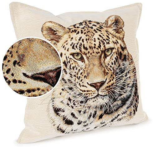 ANRO Kissenbezug Dekokissen Kissen Sofakissen Kissenbezüge Kissenhülle Gobelin Leopard 45x45cm ohne Füllung