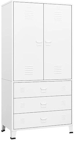 vidaXL Industrial Kleiderschrank Garderobenschrank Schlafzimmerschrank Metallschrank Lagerschrank Mehrzweckschrank Schrank Weiß 90x50x180cm Metall