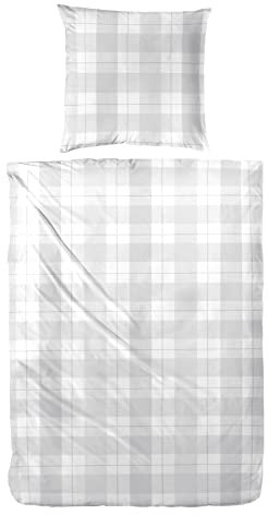 Primera Renforce Bettwäsche 155x220 Karo Silber grau weiß 123088-008