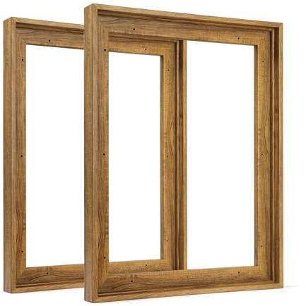 FOLKOR Floating Frame for 11x14 Canvas Painting 0.6-0.8 Deep, 2 Pack Floater Frame for Canvas Prints, 11 by 14 Art frame for Gallery Wall Living Room Bedroom Decor (Dark Brown)