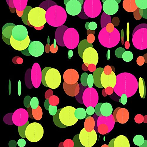 27,4 m Papier UV Runde Punkte Neon Girlande Schwarzlicht Reaktiv Glow in the Dark Party Supplies Luftschlangen Glow Fluoreszierende hängende Kreise Punkte Banner für Hochzeit Geburtstag Neon Party