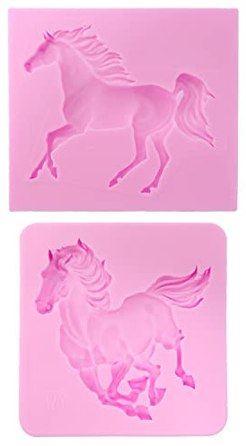 Honbay 2 Stück Silikonform für Pferde, Fondant, laufendes Pferd, Backform für Schokolade, Süßigkeiten, Gummipaste, Zucker, Polymer, Ton, Handwerk (2 Stile)