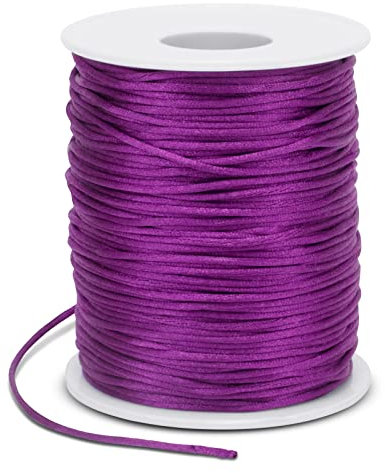 LEREATI Fil Nylon pour Bracelet 1.5mm x 100m Cordon Satin de Soie Cordon Bracelet Coulissant, Fil pour Tisser des Colliers, Bracelet, Perle, Bijoux, Macramé, Artisanat DIY (Rose Rouge)