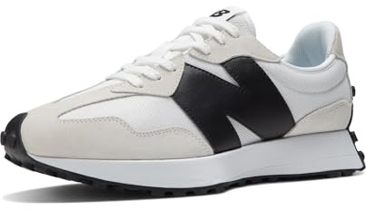 New Balance Men's 327 Shoes, White/Black, 10.5/M | Suede/Mesh
