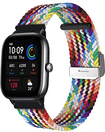 ToVioc 20mm Cinturino per Amazfit GTS 4 /GTS 4 Mini/GTS 3 /GTS 2e /GTS 2 /GTS/GTR-Mini Cinturini Nylon Sportiva Cinturino per Amazfit Active/Amazfit Cheetah-Square/Amazfit Bip 3 Pro - Arcobaleno