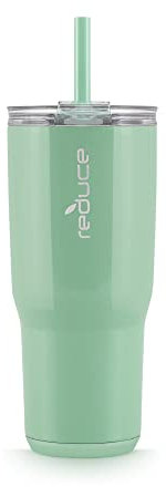 REDUCE Cold1 24 oz Tumbler with Lid and Straw - Dual-Wall Vacuum Insulated Stainless Steel Tumbler - Keeps Drinks Cold up to 24 Hours - Inner Ounce Markings to Track Hydration - OG Matcha