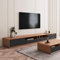 POVISON Moderner TV-Schrank 240cm,ModernWood Black TV Schrank,Lowline Medienkonsole mit 4 Schubladen, offener Stauschrank, Walnussfurnier,schwarz,komplett montiert