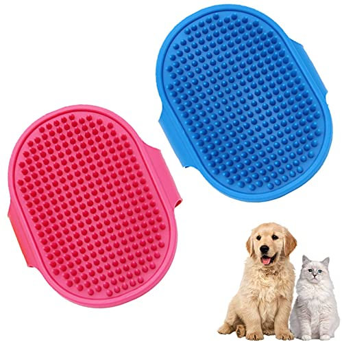 Spazzola da bagno per cani e gatti,2 pezzi Spazzola massaggiante per cani e gatti,doccia per animali domestici regolabili con manico ad anello,Pettine per la pulizia e la cura dei