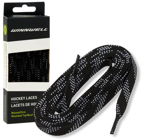 Winnwell Gewachste Schnürsenkel für Hockey- und Rollschuh-Schlittschuhe, mehrere Schnürsenkel, Schwarz/Weiß, 330,2 cm