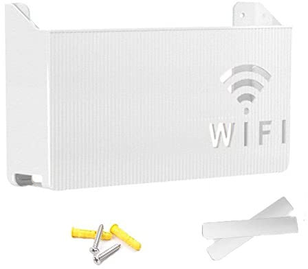 Sanfly Wireless Wifi Wall Router Storage Box Self Adhesive Wifi Router Shelf Protector Cable Storage Organizer Box