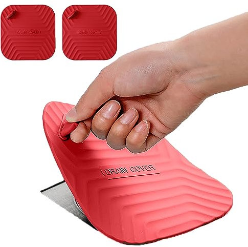 MAOYONG Quadratische Silikon Duschablaufabdeckung und Wannenstopfen - Vielseitiger Ablaufstopfen für Badezimmer und Küchenspüle Rot 2 Stück