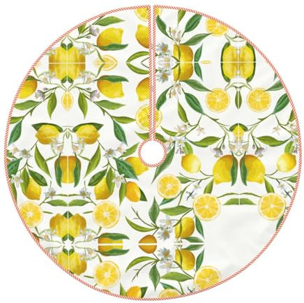 Frische tropische Zitronen Druck Elegante Imitation Hanf Weihnachtsbaum Rock Perfekte Weihnachtsdekoration