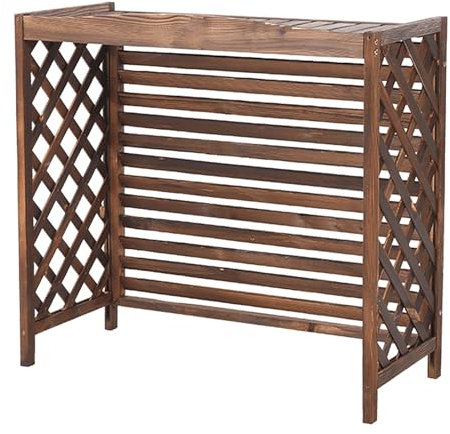 Abdeckung Für Klimaanlage Holz, Jalousien Klimaanlage Abdeckung Blumenständer, Sichtschutz Abdeckung außengerät, Schutzgitter für Klimaanlagen Abdeckungklimaanlage ( Size : 80x32x70cm/31.5x12.6x27.5in