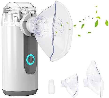 HITHINKMED Vernebler, tragbarer Vernebler für Erwachsene und Kinder, Netzvernebler, Inhalator mit Maske und Mundstück, geräuschlos, Zerstäubung für Zuhause und Reisen, Grau