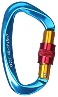 Climbing Carabiners, 25kN/2550kg, Spring Snap Hooks, Climbing Keychain Screw Locking, Heavy Duty Rope Connector, Clamp Key Chain (Blue)