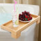 Beeveer Bamboo Hot Tub Tray Table for Drinks Waterproof Bathtub Side Table UV Coated Bath Caddy Tray for Bathtub Hot Tub Accessories for Adults Helps Prevent Cracking and Fading, 17 x 7.5