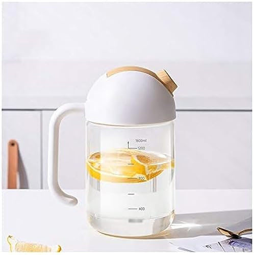 Trink-Teekrüge, Glaskrug mit großem Fassungsvermögen und Deckel, kann den kalten Teekessel aus Glas mit Präzisionsskala automatisch öffnen und schließen, 1,6 l