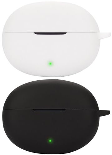 Akancy Compatible per realme air buds 6 custodia per cuffie, [Supporta la ricarica wireless] [Custodia protettiva antiurto] Custodia protettiva in silicone protettiva per cuffie (black white)