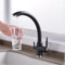 Grifo De Cocina Ósmosis Con 3 Vías, Grifo De Fregadero Giratorio a 360°, Caño Alto, Cobre Cromado Doble Palanca Mezclador De Fregadero, Para Agua Caliente Y Fría Black