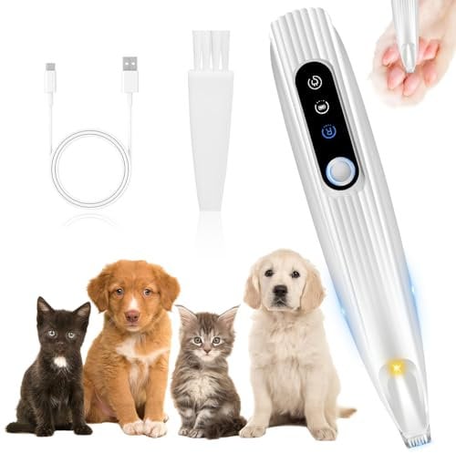 Pfotentrimmer für Hunde,USB Wiederaufladbar Hundeschermaschine Leise Hundepfoten Trimmer Pro Hundetrimmer mit Led-Licht Trimmer Hundepfoten für Hunde