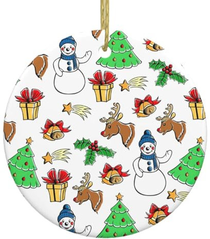 Merry Christmas Happy (2) Stampa albero di Natale in ceramica ornamenti da appendere per la casa festa vacanza decorazione forniture