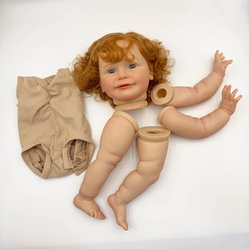 Enjoy with Love Neue 24inch Zoe Lifelike Unfinished Reborn Puppe Kit gemalt DIY Spielzeug Puppe Teile mit lockigen braunen Haaren