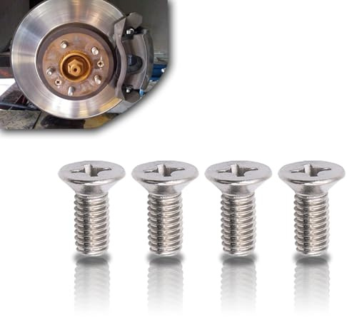 4 PCS Braking Disc Rotor Screws Kit, Stainless Front Rear Braking Set Bolts, Suitable for Honda Acura Hyundai and Kia Models Best Alternative to Mazda (Silver)