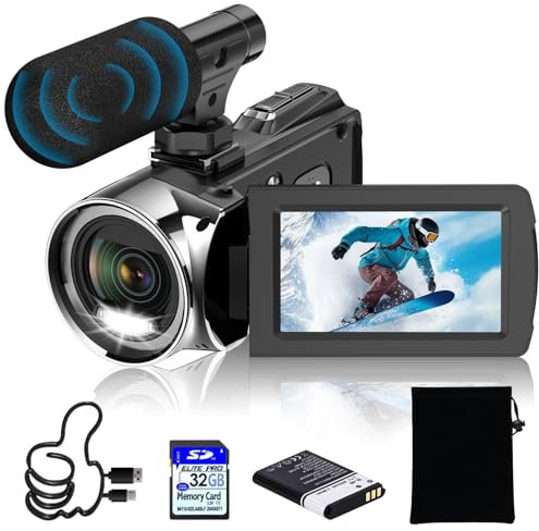 Weochi Videocamera Ultra HD 4K 48MP Registratore Fotocamera Digitale per YouTube TikTok 3 Pollici Rotazione Display 270 Gradi 18X Zoom Vlogging Videocamere per Bambini