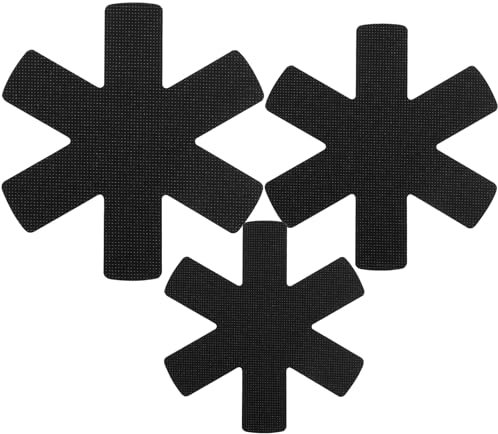 Aoluguya 12 Pack Anti-Slip Pan and Pot Protectors Separators for Stacking and Cookware Organization, 38cm,35cm,26cm, Black