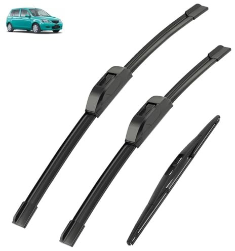Scheibenwischer-Set vorne und hinten für Mazda2 Mazda 2 Demio DY 2002–2007 2003, beschichtetes Scheibenwischerblatt 24+16+14(Right hand drive)