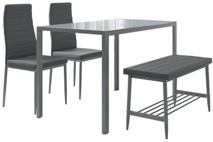 Vicco Esstisch-Set Grand, Grau, 120 x 70 cm 4-teiliges Set