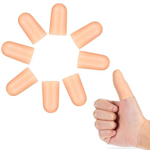 Qianyu 8 PCS Gel Finger Protectors Skin Color Fingertip Bandages Covers Support Waterproof Finger Sleeves Cots Reusable Elastic Tips Guards Pain Relief