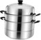 Sharplace Olla de con Tapa de vaporera de Alimentos de 3 Niveles para cocinar Olla de para arroz, 30 Centimetros
