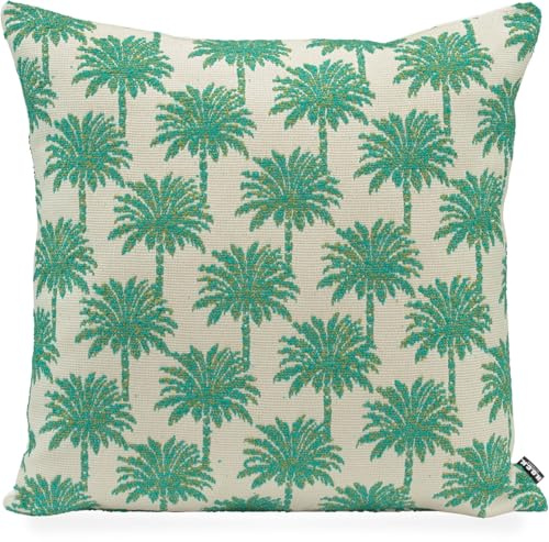 H.O.C.K. Vamosa Palms Outdoor Wendekissen: Das perfekte Kissen für Garten und Terrasse - Wasserabweisend, Farbecht, Schimmelresistent (Aqua Türkis-Grün, 60x60cm)