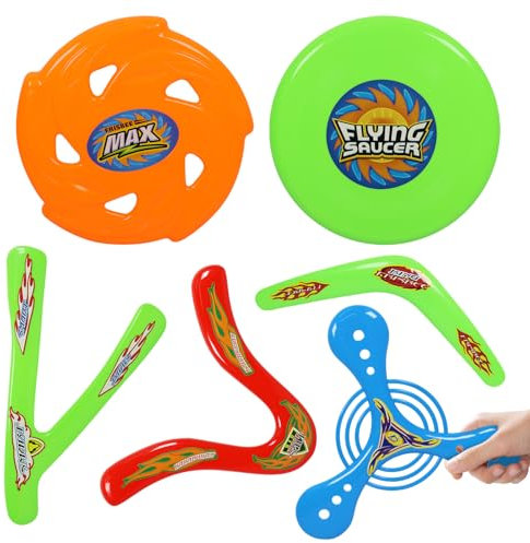 Qunkun 6 Stück Boomerang, Frisbee Kinder, Bumerang für Kinder, Bumerang V Förmiger, Boomerang Dreiflügelig, Klassische Wurfspiel für Outdoor Sport Spielzeug