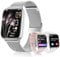 Loekneue New Smartwatch Damen mit Telefonfunktion Bluetooth 1.83 Tocuh Uhr mit Menstruationszyklus Schlafüberwachung SpO2 Pulsuhr IP68 Fitness-Überwachung Schrittzähler Android IOS (Silber)