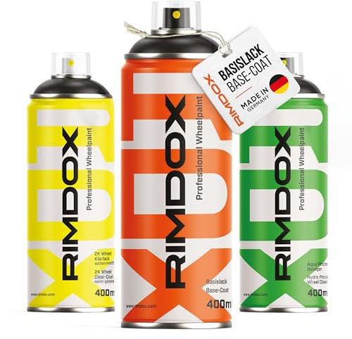RIMDOX - Bundle | 1K Original OEM Felgenlack Farbton AUDI bronze L-50C | 2K Klarlack seidenmatt | AQUA-Prozess-Reiniger | Spraydosen | für Reparatur- als auch Komplettlackierung