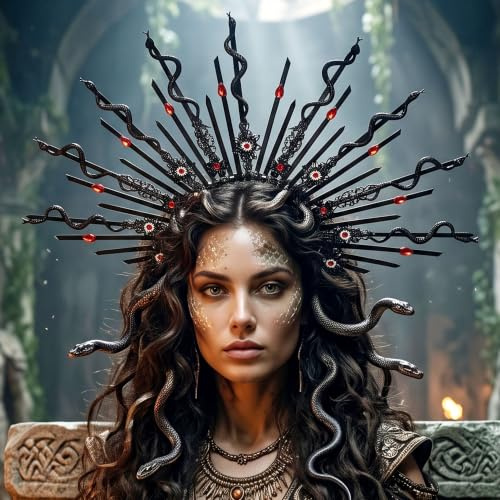 BACH AND BOOZY Medusa Kopfbedeckung Schlange Stirnband Medusa Kostüm Zubehör Kostüm Frauen Halloween Weihnachten Party Kostüm Zubehör