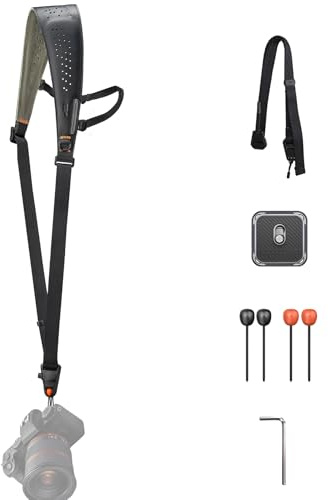 PGYTECH Kameragurt Camera Strap Pro, Kameraschultergurt Mit Abnehmbarem Achselgurt, Professionelles Kamerageschirr, Leder-Ergonomische Schulterpolster für DSLR/Spiegellose Kameras, Schwarz