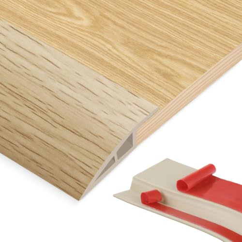 PVC Übergangsprofil Selbstklebend, Doppelseitig Klebend Türschwellen Leiste,Boden Höhenausgleich (10mm) Abdeckleiste für Laminat, Parkett, Fliesen & Teppich